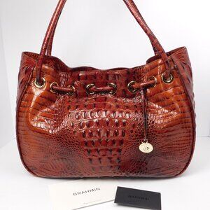 Brahmin Amy Croc Embossed Pecan Hobo/Shoulder Handbag (83125)